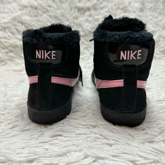 Black Nike High Tops | Pink Swoosh | Fuzzy Fur Inside Slipper - Picture 4 of 12